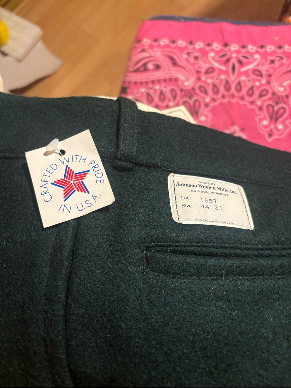 New with tags Johnson Woolen Mills Men's Dark Green Wool Pants